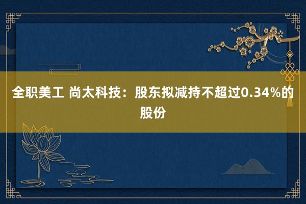 全职美工 尚太科技：股东拟减持不超过0.34%的股份